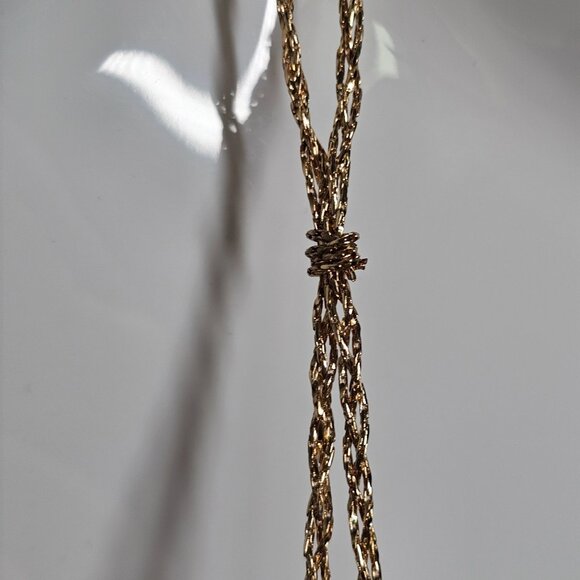Neiman Marcus Gold-Tone Rope Chain Necklace W/ Blue & Black Tassels 19" - Picture 9 of 10